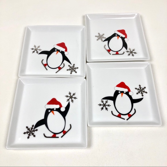 Crate & Barrel Penguin Holiday Collection Plates
